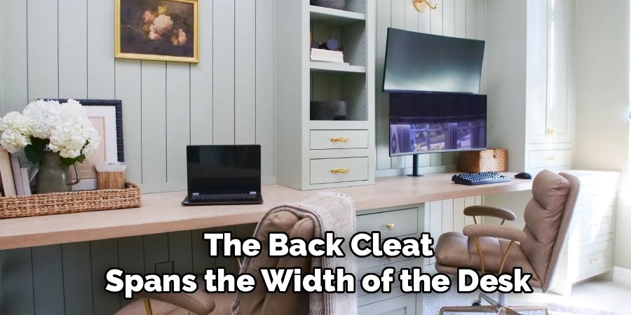 The back cleat spans the width of the desk